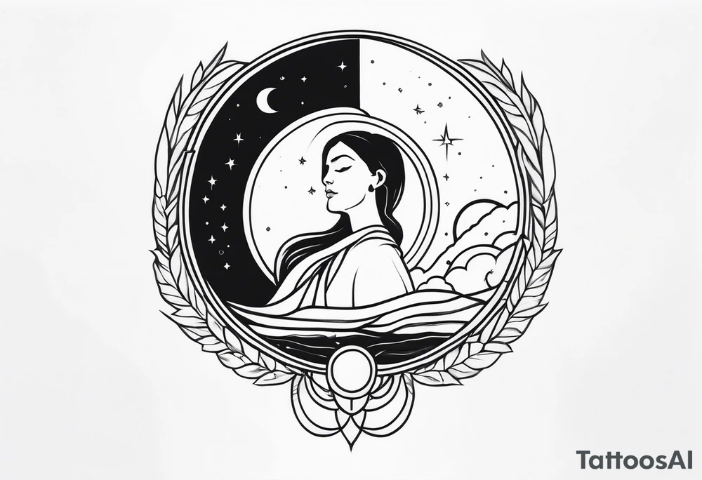 long tattoo with a halo tattoo idea