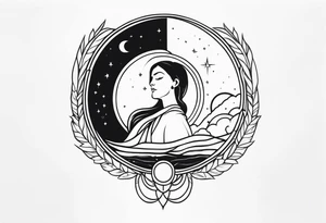 long tattoo with a halo tattoo idea