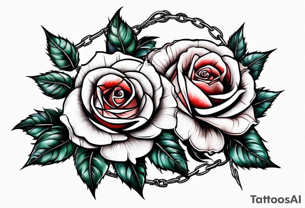 roses with thorns and barbed wire intertwined tattoo idea
