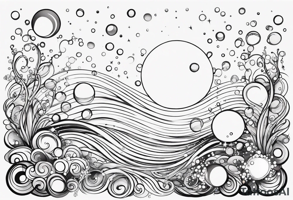 Draw me some magical really simple underwater bubbles and simple stars tattoo idea