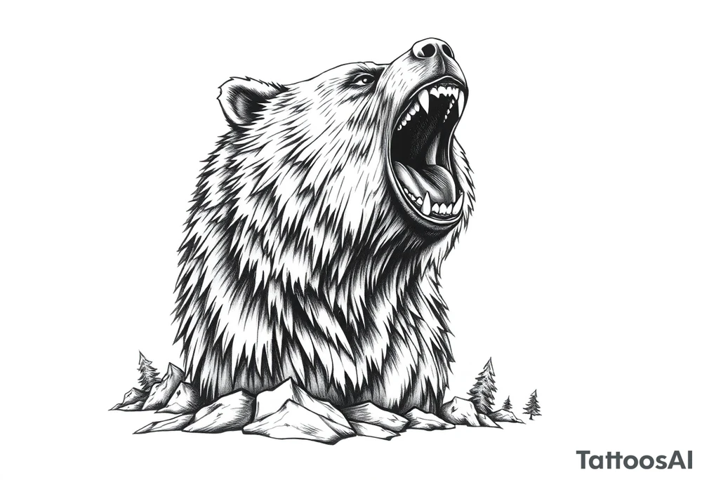roaring bear,landscape. tattoo idea