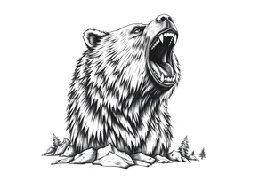 roaring bear,landscape. tattoo idea