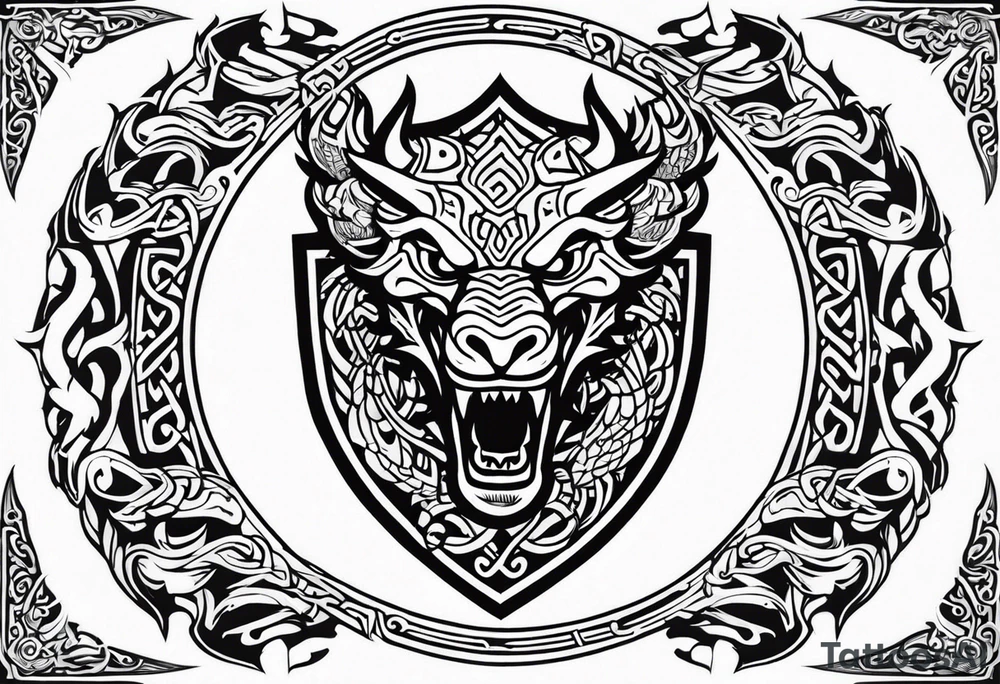 Viking valhalla sword shield dragon tattoo idea