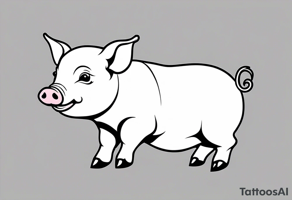 very cute piglet.
outline only.
black and white only.
only show the piglet. no extra lines or decoration. tattoo idea