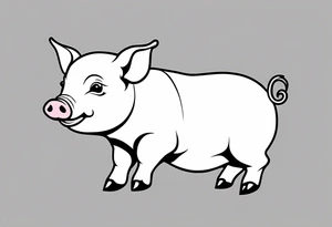 very cute piglet.
outline only.
black and white only.
only show the piglet. no extra lines or decoration. tattoo idea