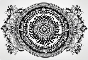 Mirrored style. Mexican mandala design minimalist fine line whimsical tattoo idea