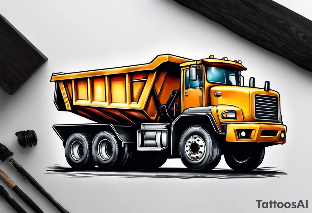 Realistic tattoo of a Dump truck on a forearm tattoo idea