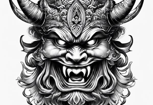 A Oni mask for protection against Evil tattoo idea