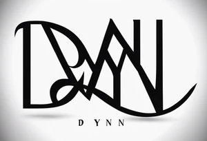 Un texto con estas letras "DYN" tattoo idea