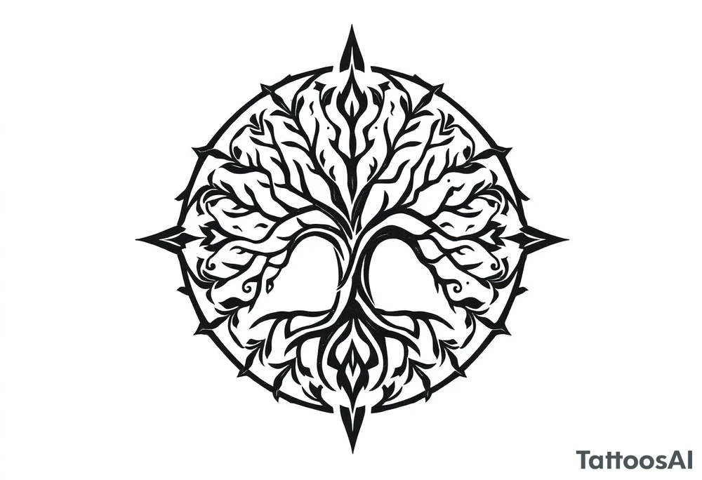 Tree of life circle tattoo idea