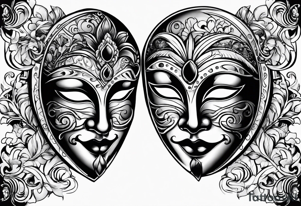 happy and sad masks from theatre tattoo idea