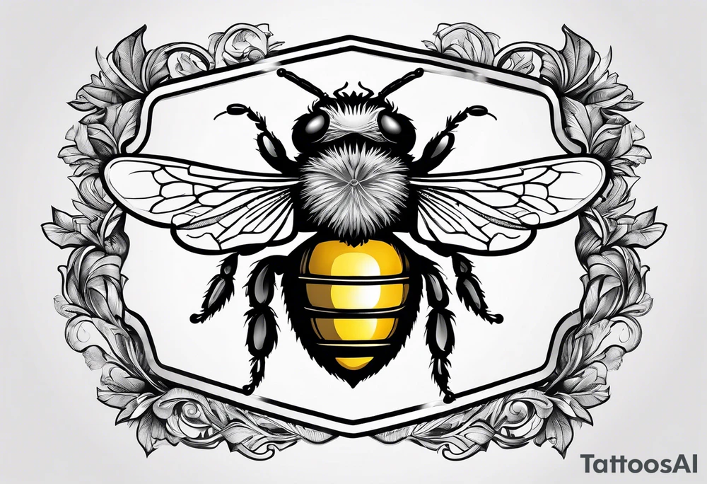 a bee inside of a emblem, like a family blazon
a bit classy and emblematic tattoo idea