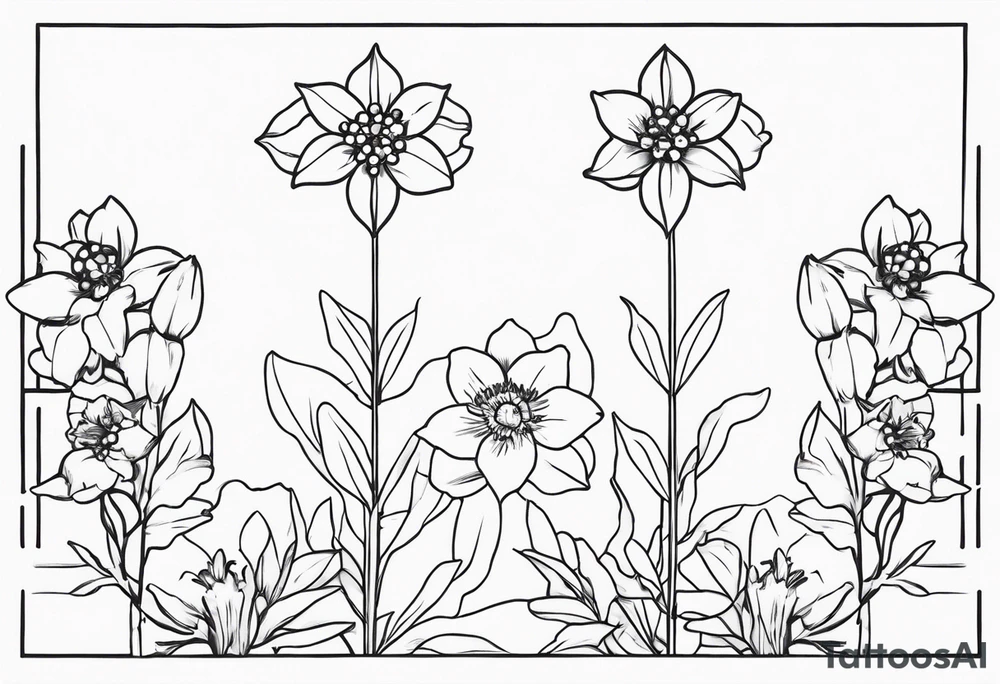 bipolar chemical structure with holly and paperwhite narcissus connecting tattoo idea