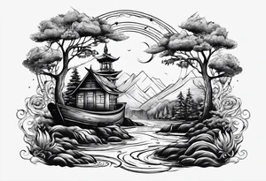 man with multiple voices in his head turning into a river tattoo idea