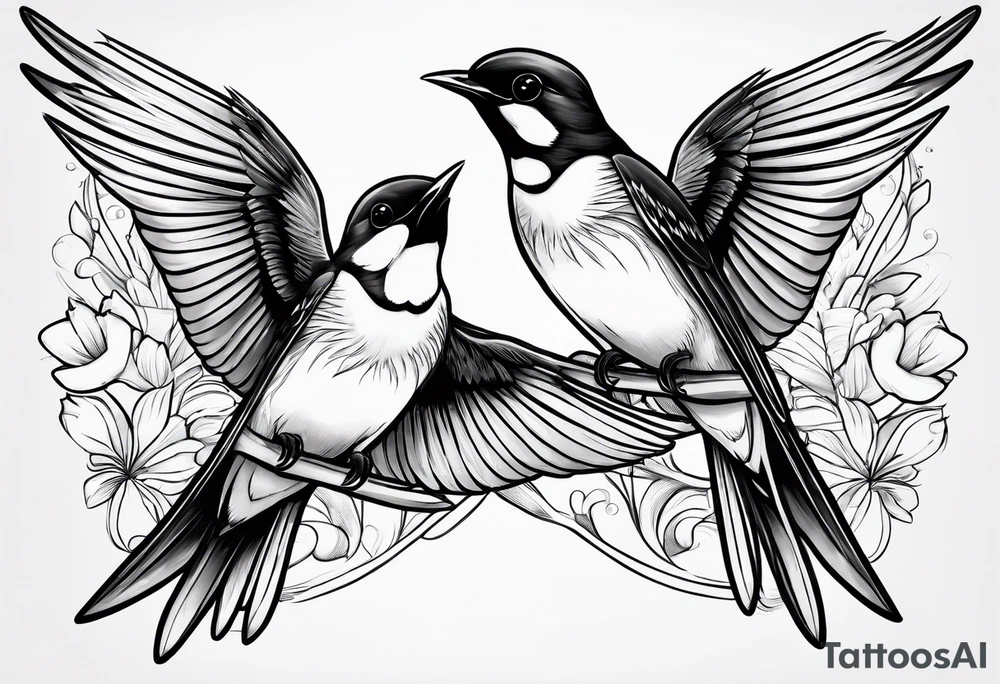 Pair of swallows, simple tattoo idea