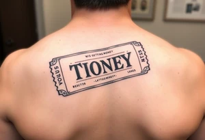 Ticket design with a getting money aura and a chosen money theme tattoo idea