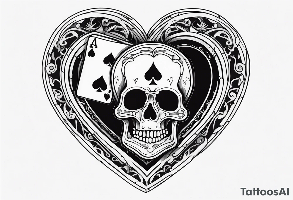 Skeleton stabbing ace of hearts tattoo idea