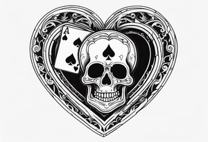 Skeleton stabbing ace of hearts tattoo idea