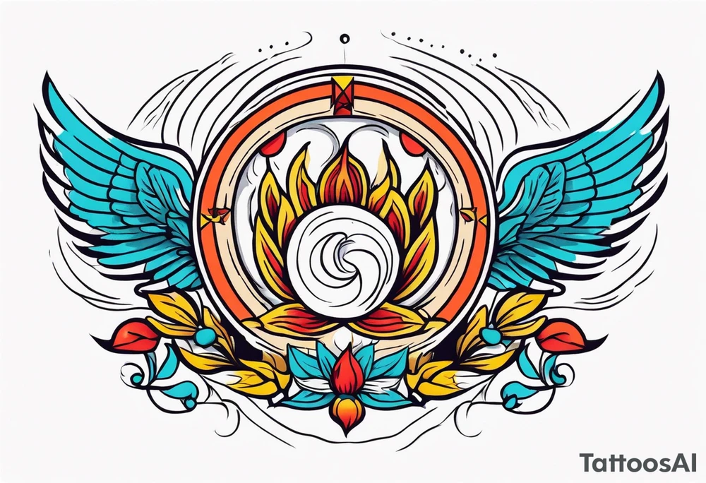 heaven vintage tattoo style old school traditional bold color tattoo idea