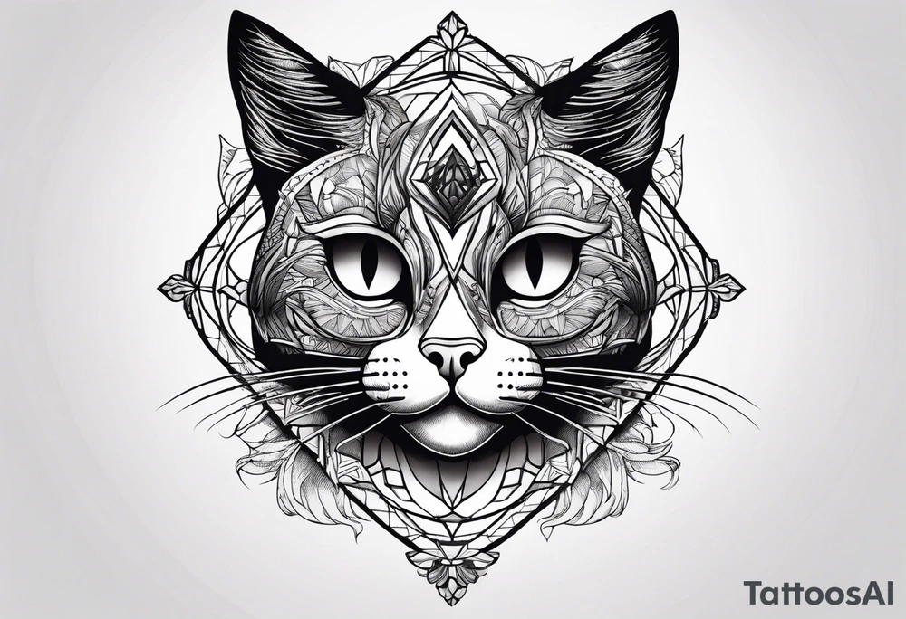Black cat with half dead tattoo idea
