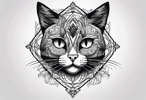 Black cat with half dead tattoo idea