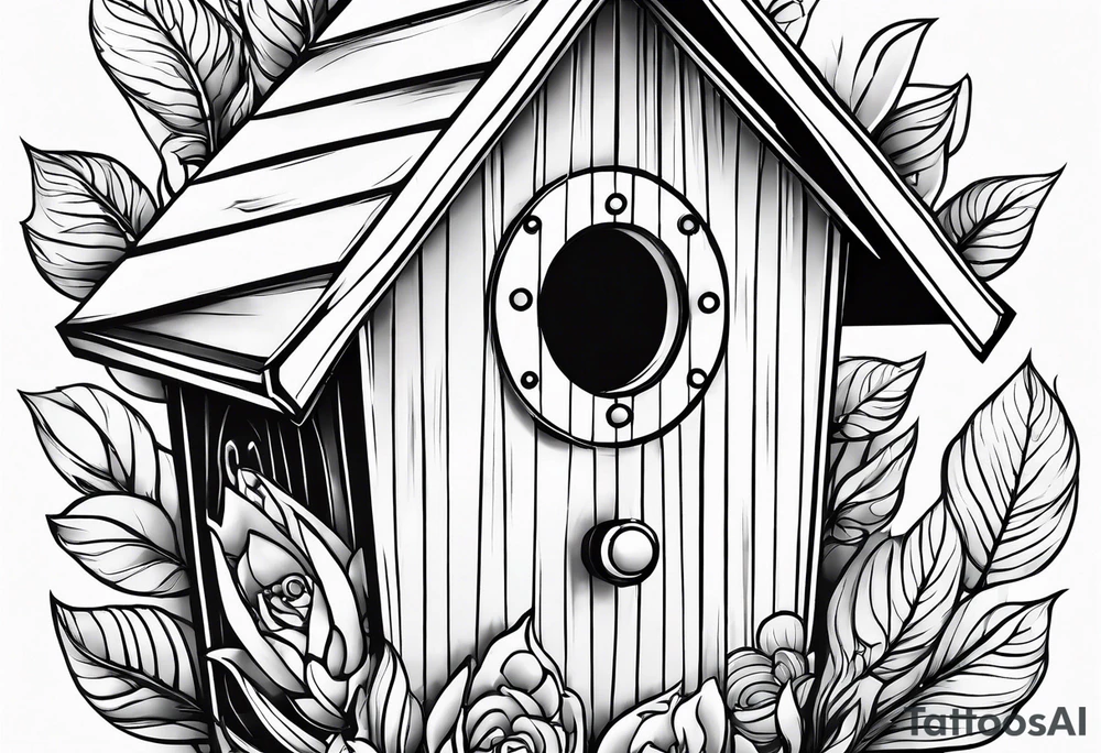 Outline of birdhouse. No extras. Just a box tattoo idea