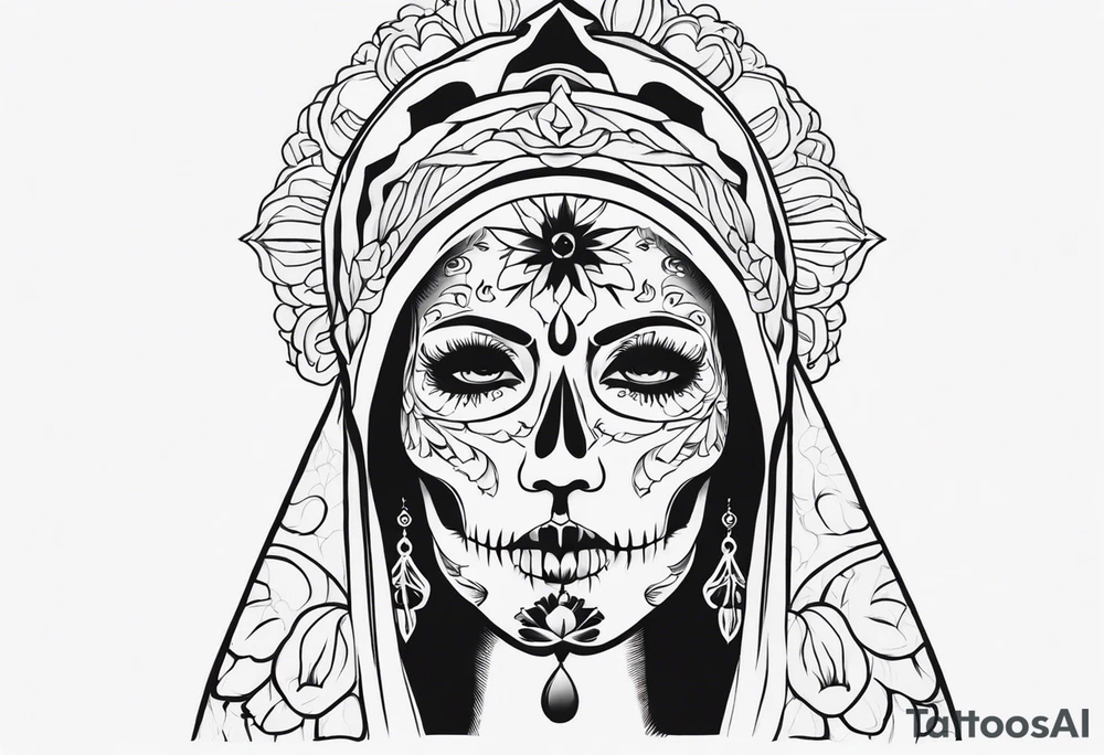 Minimalist Santa Muerte tattoo idea