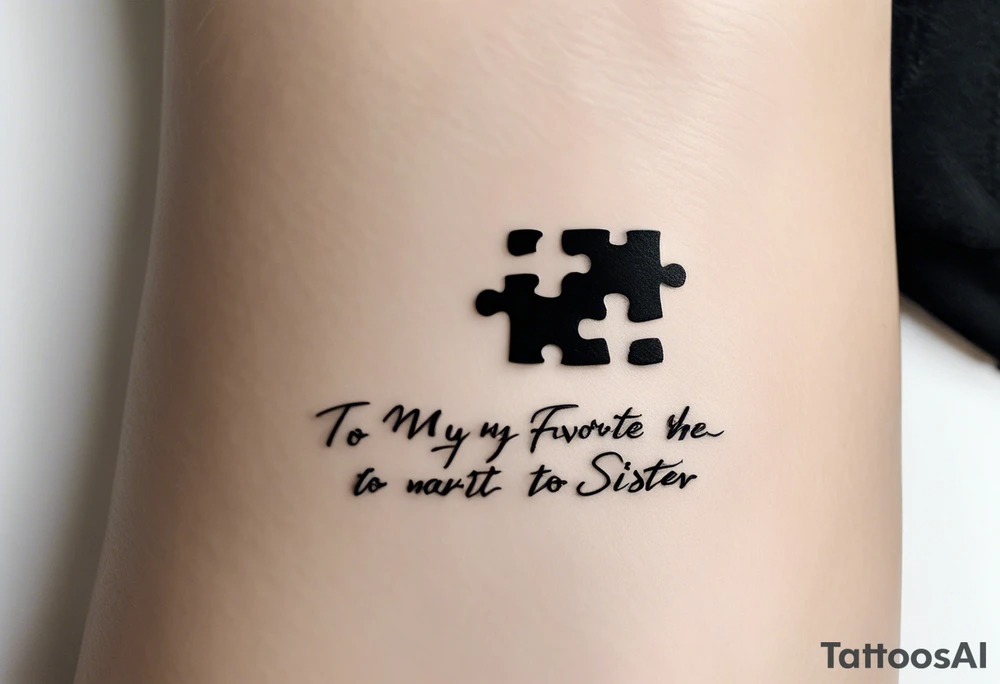 small, delicate tattoo in memory of my sister. We used to do puzzle together so I want one puzzle piece.  I want to include her handwritten message I have that says "to my favorite sister" tattoo idea