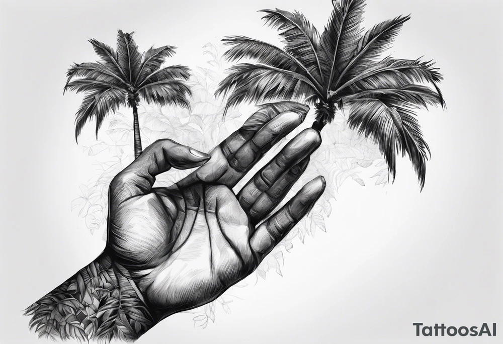 tree palm but instead of leaves there are palms (part of hand) tattoo idea