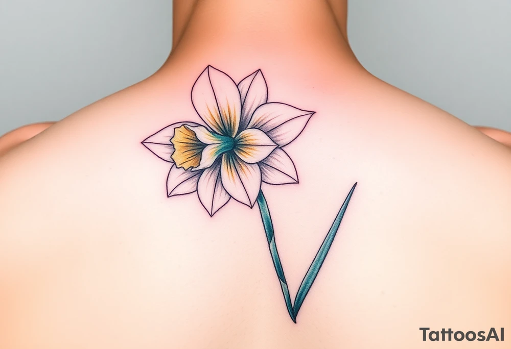 daffodil and the jonquil aquamarine color tattoo idea