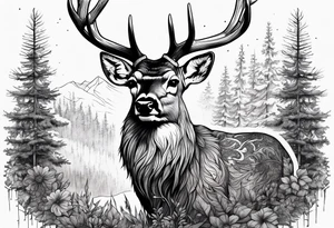 deer forest tattoo idea