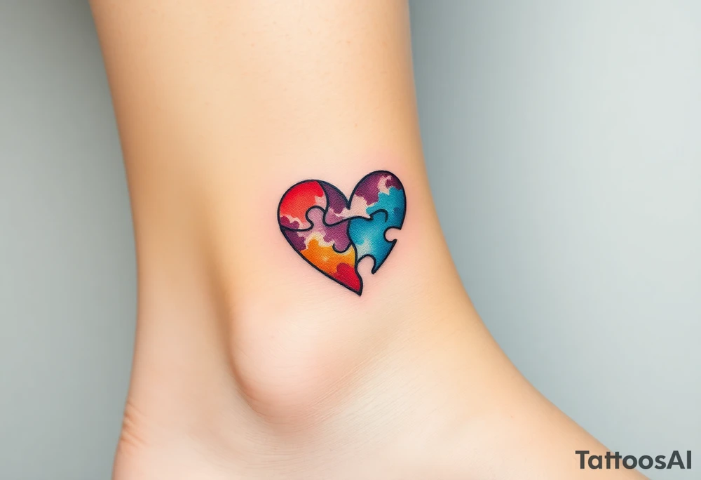 autism heart puzzle shape symbol tattoo idea