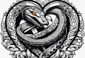 half sleeve tattoo with a snake wrapped around a sword and a heart tattoo idea