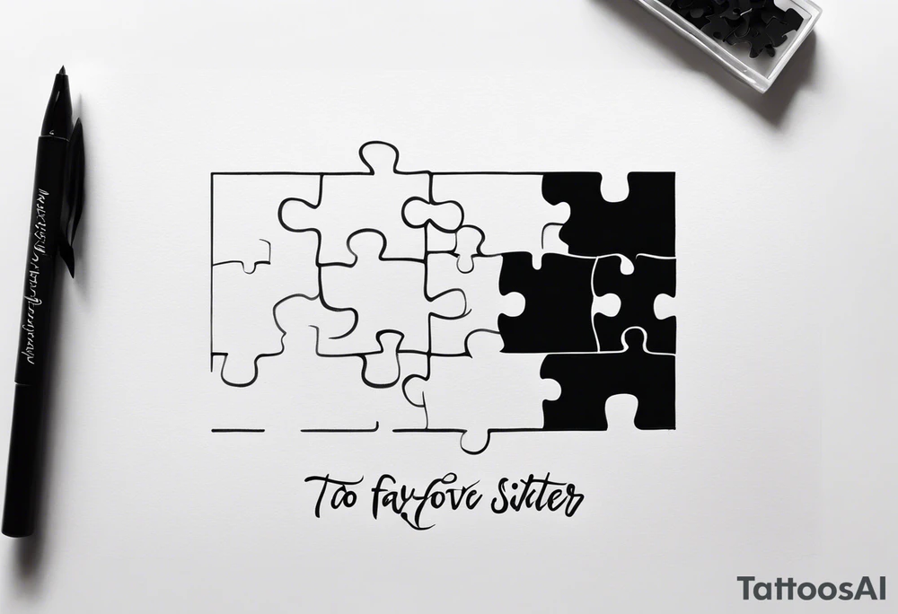 small, delicate tattoo in memory of my sister. Include the handwritten message:  "to my favorite sister" with a interlocking  puzzle pieces on my ankle. The words should be inside the puzzle piece tattoo idea