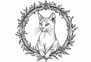 Neo traditional cat in an ornate frame tattoo idea