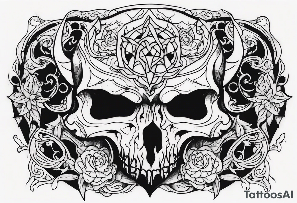 A dark fantasy spooky themed tattoo idea