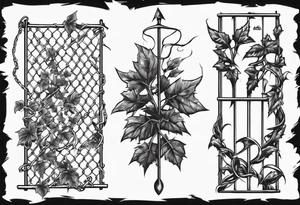 chain link fence with pointy ivy tattoo idea