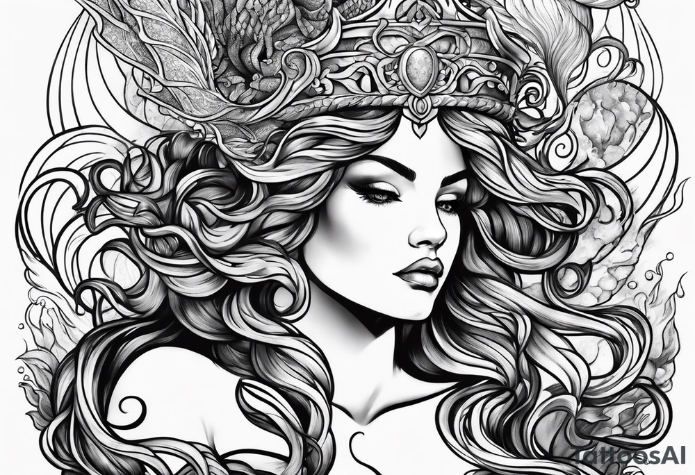Medusa and mermaid tattoo idea