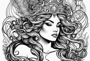 Medusa and mermaid tattoo idea