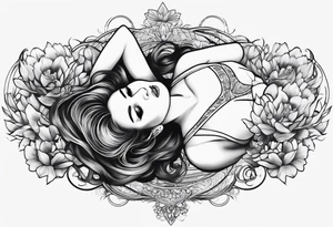 girl on her back 
floating on still water
aerial view tattoo idea