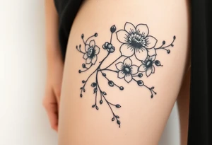 large florals with branches and berries tattoo idea