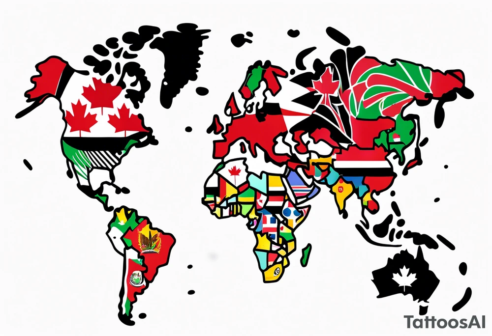 Merger of Trinidad & Tobago and Canada maps tattoo idea