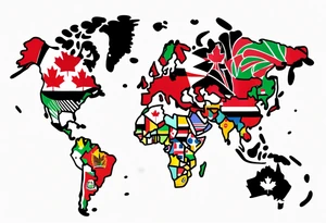 Merger of Trinidad & Tobago and Canada maps tattoo idea