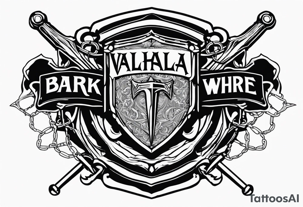 Valhalla sword shield barb wire chain tattoo idea