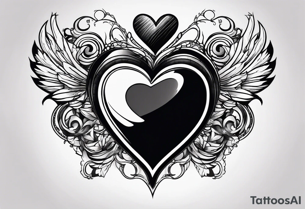 heart with 4 wheels tattoo idea