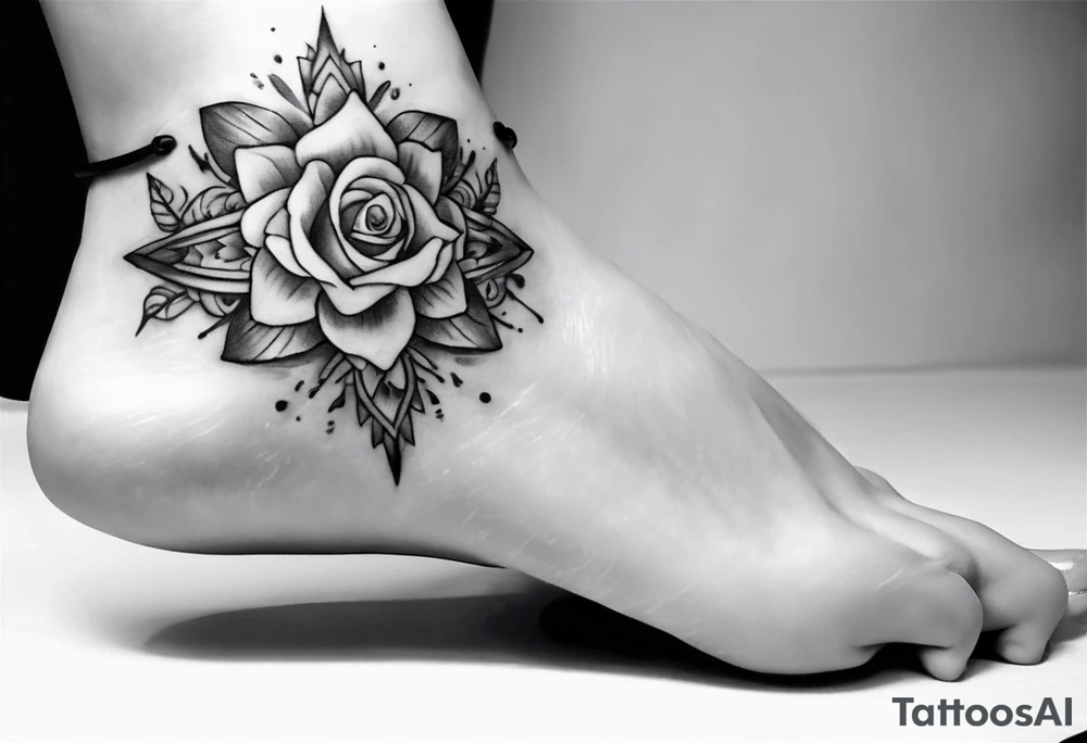 Ankle bracelet tattoo with feminine style and larger in the centre. Show on higher ankle tattoo idea