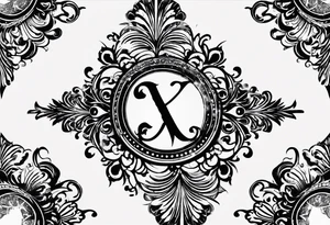 I need a tattoo design that prominently features the letter I & letter X while incorporating dark gothic 
elements. tattoo idea