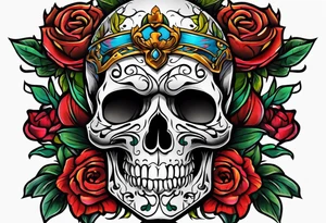 Bold Neo traditional skull tattoo idea