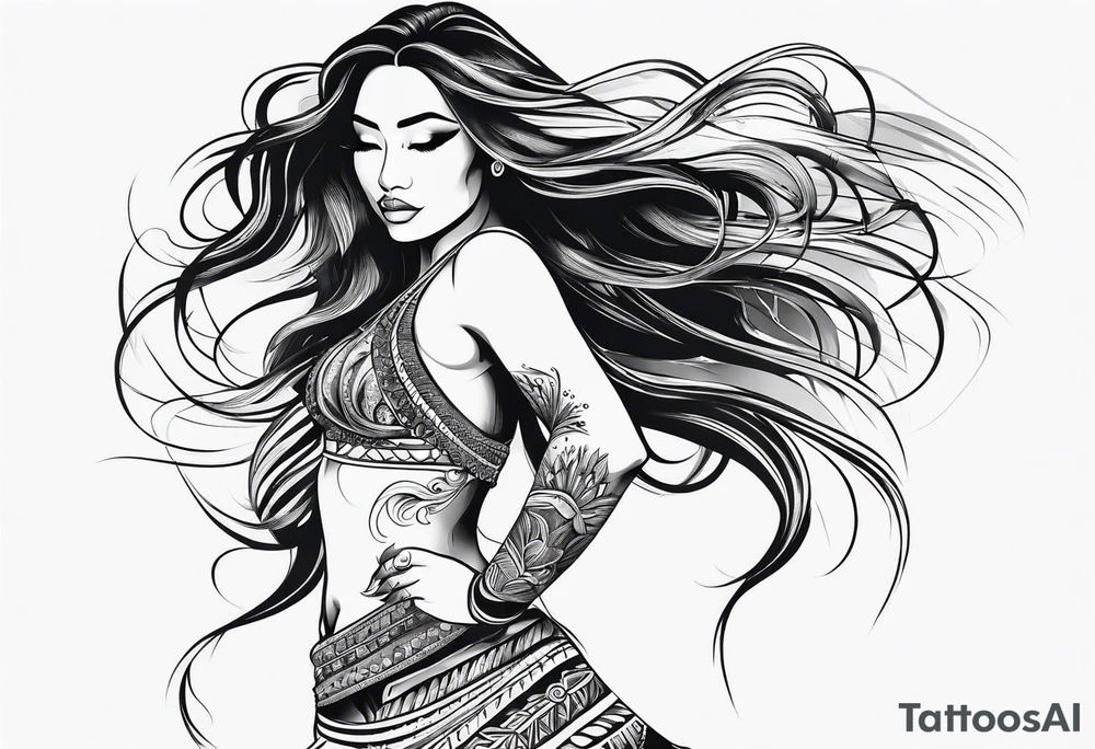 vahine who dance with long legs tattoo idea