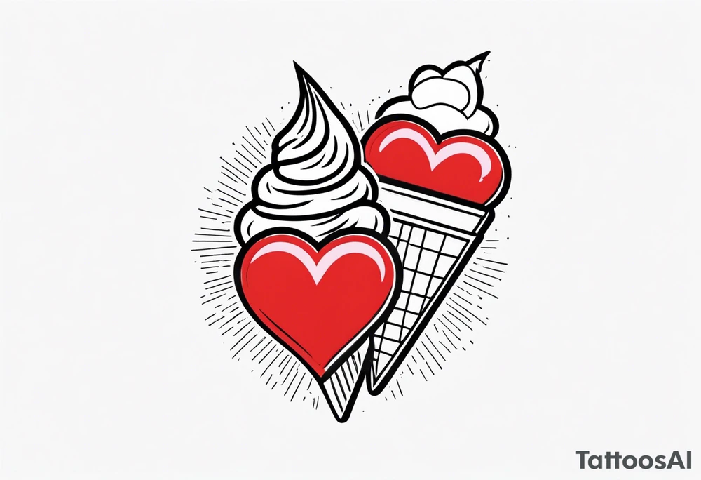 small one scoop ice cream cone with small red heart on it somewhere with unicorn tattoo idea